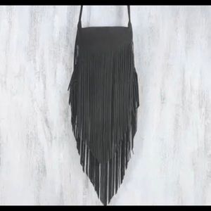 Boho authentic suede bag with fringe